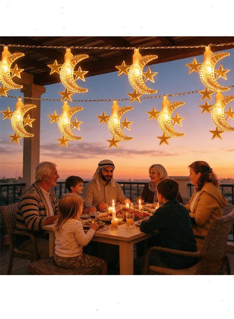 Topyich Ramadan Decorations, Ramadan Lights, 10M LED Ramadan Hanging Decorations for Home(Star and Moon Shaped) - Image 5